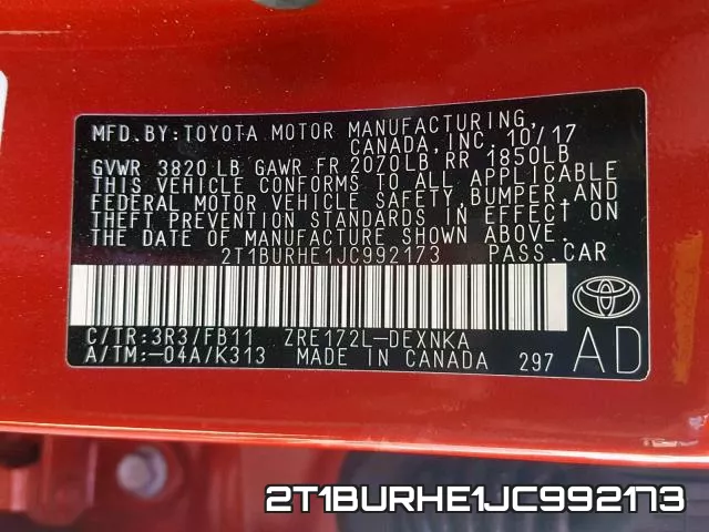 2T1BURHE1JC992173 фото 2