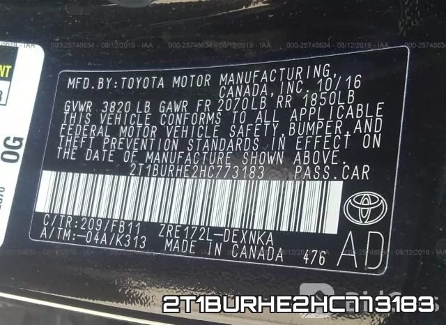 2T1BURHE2HC773183 фото 10