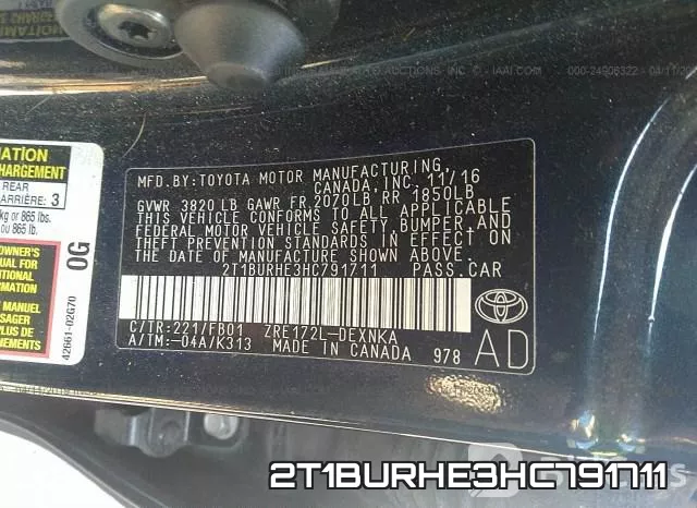 2T1BURHE3HC791711 фото 10