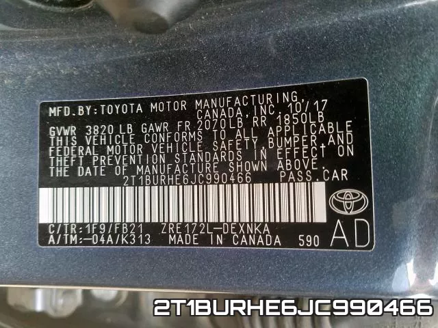 2T1BURHE6JC990466 фото 2