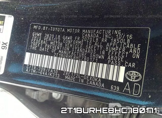 2T1BURHE8HC780171 фото 10