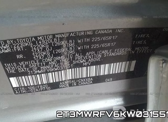 2T3MWRFV6KW031551 фото 9