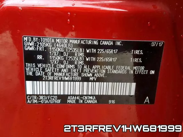 2T3RFREV1HW681999 фото 2