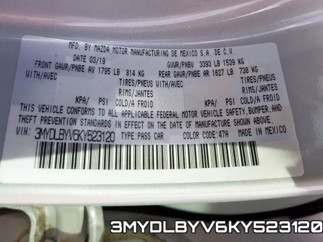 3MYDLBYV6KY523120 фото 2
