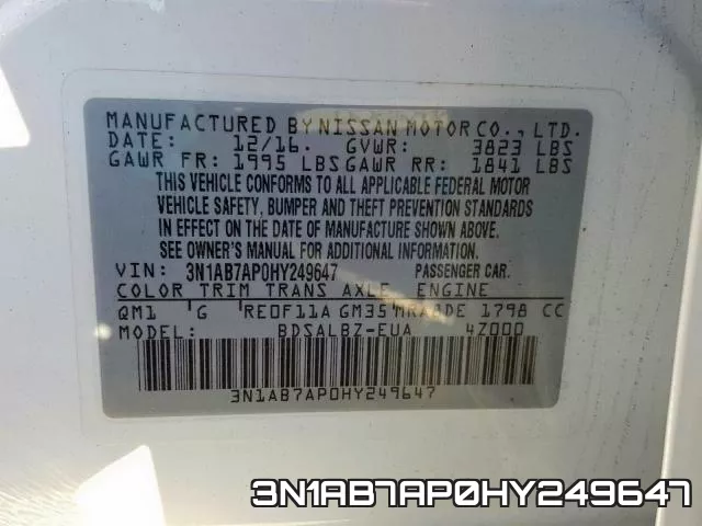 3N1AB7AP0HY249647 фото 2