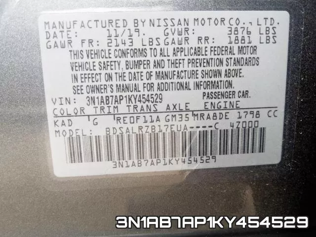 3N1AB7AP1KY454529 фото 2