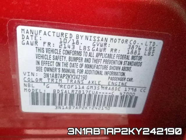 3N1AB7AP2KY242190 фото 2