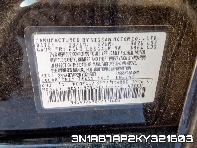 3N1AB7AP2KY321603 фото 2