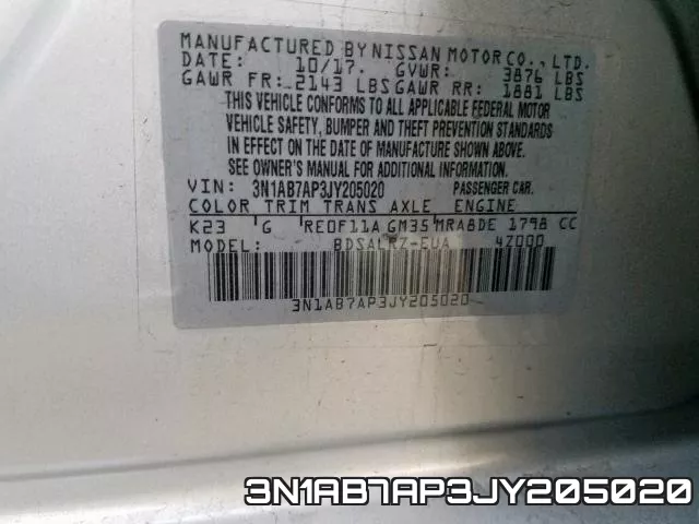3N1AB7AP3JY205020 фото 2
