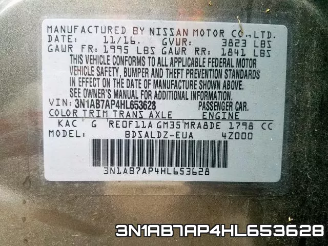 3N1AB7AP4HL653628 фото 2