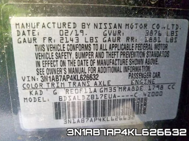 3N1AB7AP4KL626632 фото 2