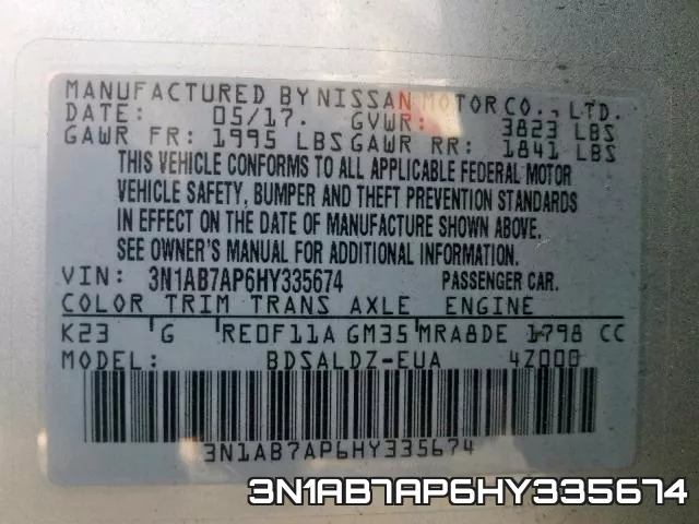 3N1AB7AP6HY335674 фото 2