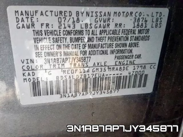 3N1AB7AP7JY345877 фото 2