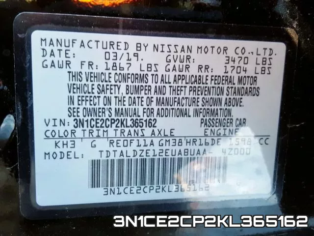 3N1CE2CP2KL365162 фото 2