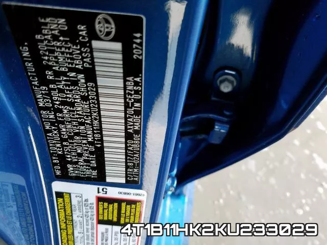 4T1B11HK2KU233029 фото 2