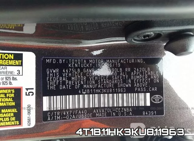 4T1B11HK3KU811963 фото 10