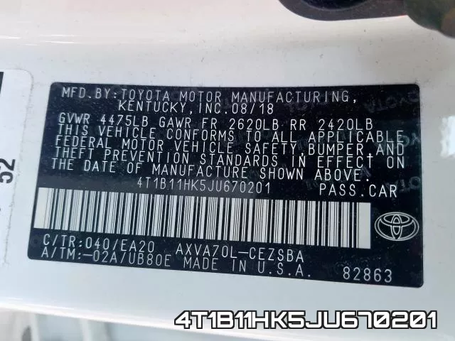 4T1B11HK5JU670201 фото 2