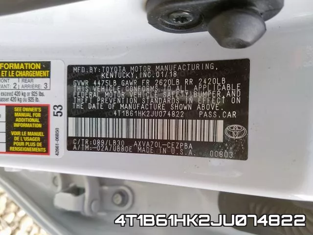 4T1B61HK2JU074822 фото 2
