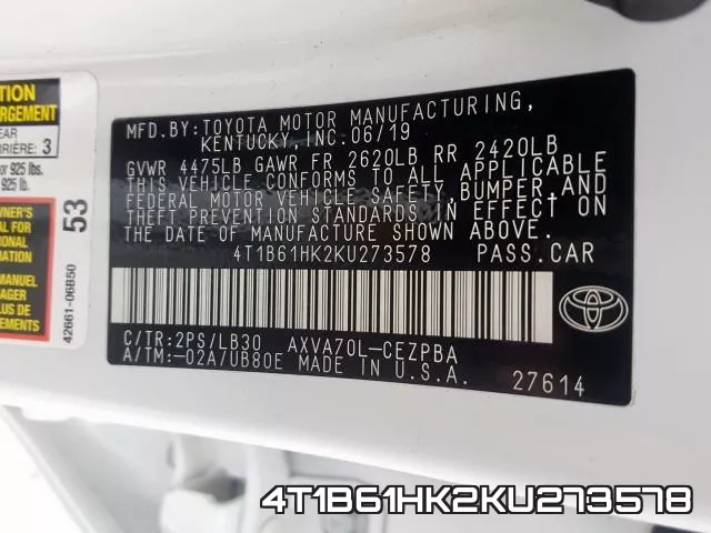 4T1B61HK2KU273578 фото 2