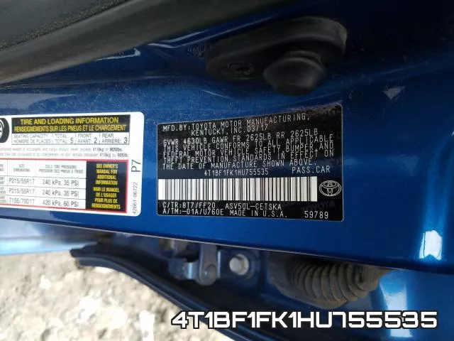 4T1BF1FK1HU755535 фото 2