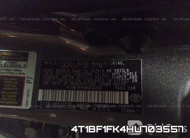 4T1BF1FK4HU703557 фото 10
