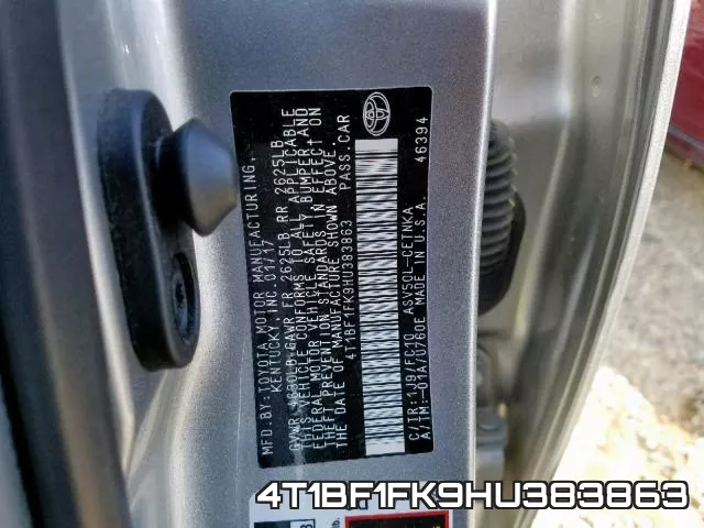 4T1BF1FK9HU383863 фото 2