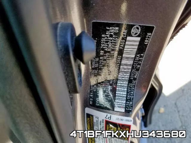 4T1BF1FKXHU343680 фото 2