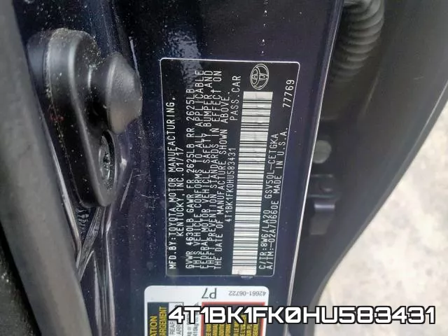 4T1BK1FK0HU583431 фото 2