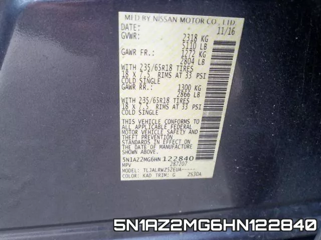 5N1AZ2MG6HN122840 фото 2