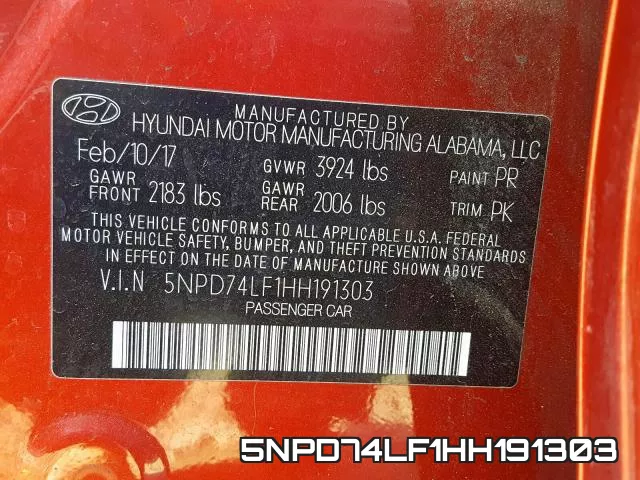 5NPD74LF1HH191303 фото 2