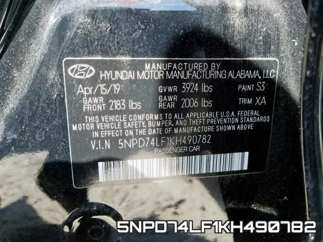 5NPD74LF1KH490782 фото 2