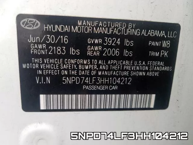 5NPD74LF3HH104212 фото 2