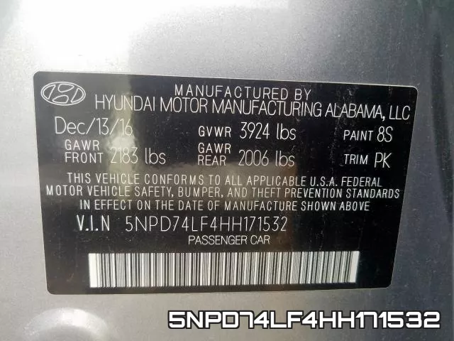 5NPD74LF4HH171532 фото 2