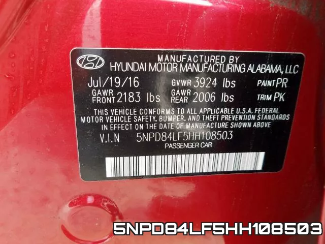 5NPD84LF5HH108503 фото 2