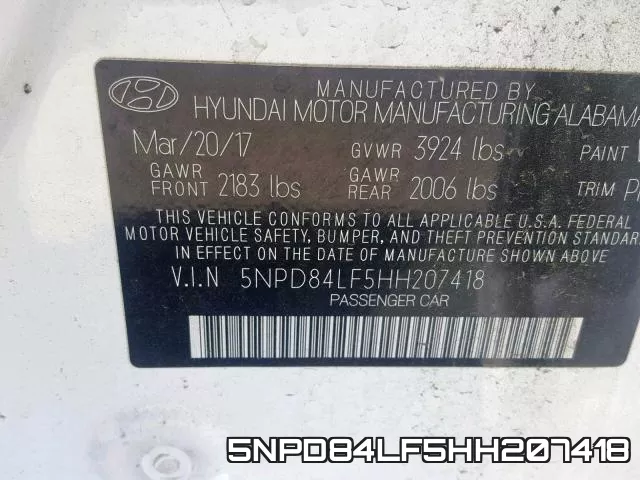 5NPD84LF5HH207418 фото 2