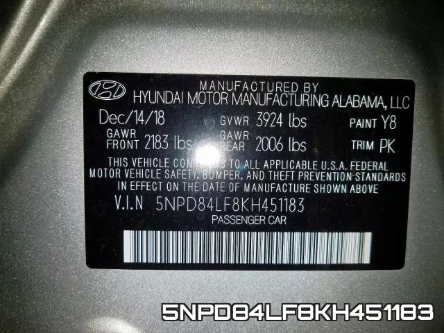 5NPD84LF8KH451183 фото 2