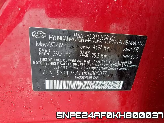 5NPE24AF0KH800037 фото 2