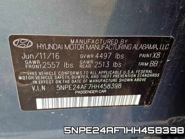 5NPE24AF7HH458398 фото 2