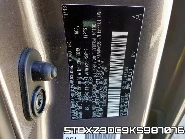 5TDXZ3DC9KS987076 фото 2