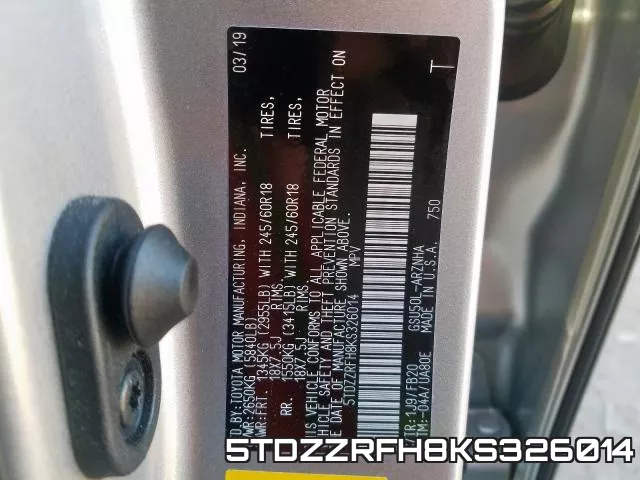 5TDZZRFH8KS326014 фото 2