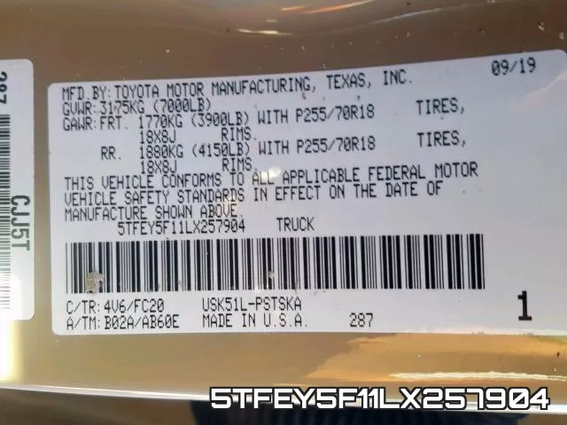 5TFEY5F11LX257904 фото 2