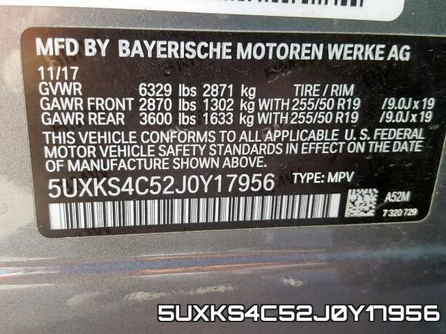 5UXKS4C52J0Y17956 фото 2