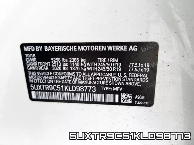 5UXTR9C51KLD98773 фото 2