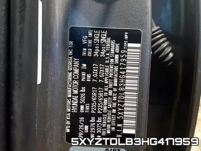 5XYZTDLB3HG417959 фото 2
