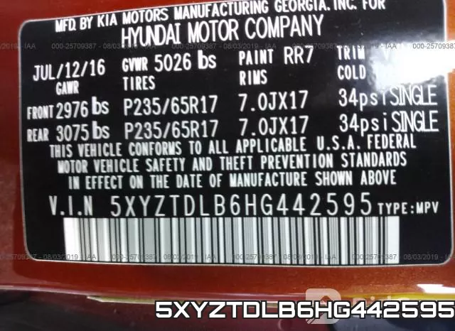 5XYZTDLB6HG442595 фото 10