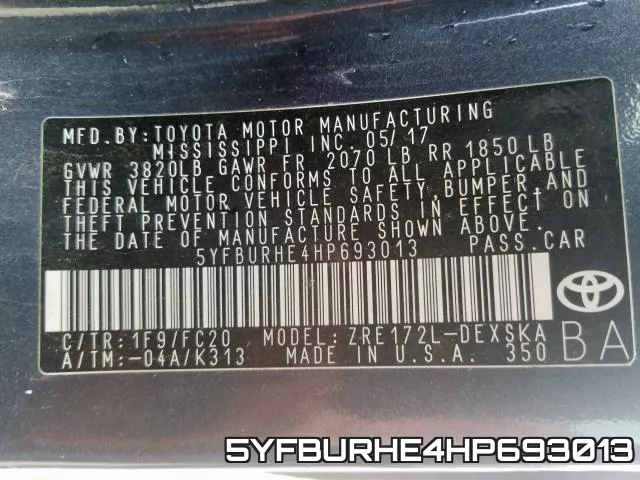 5YFBURHE4HP693013 фото 2