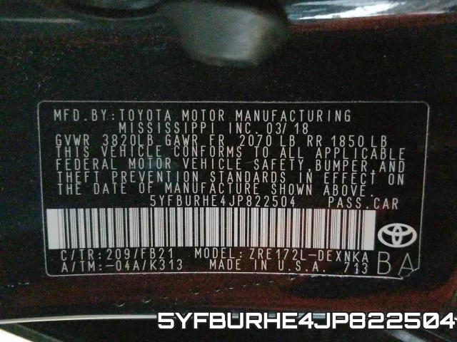 5YFBURHE4JP822504 фото 2