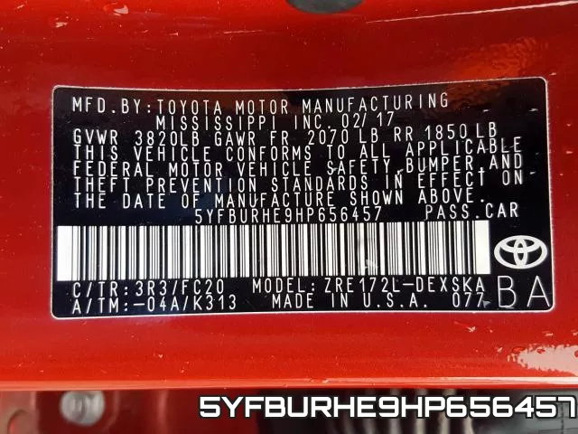 5YFBURHE9HP656457 фото 2
