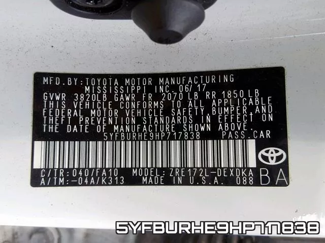 5YFBURHE9HP717838 фото 2