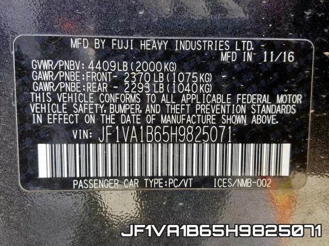 JF1VA1B65H9825071 фото 2